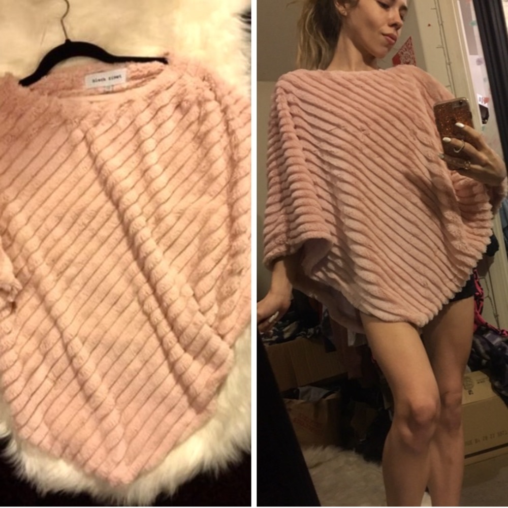 Pink/nude Sherpa flurry furry soft plush poncho